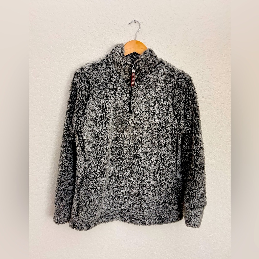 Original Weatherproof Vintage Gray Fuzzy Soft Sherpa Pullover Jacket